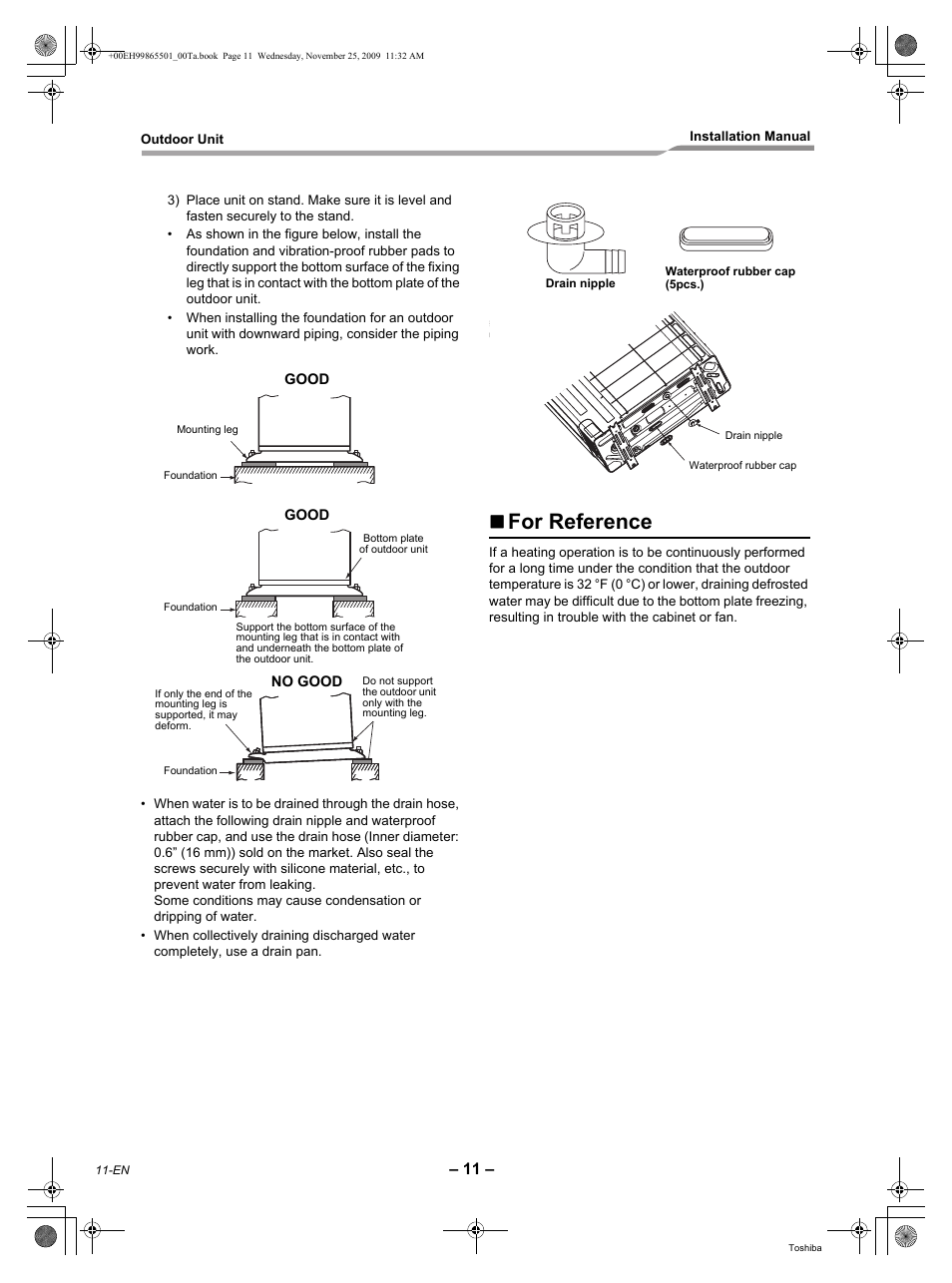 For reference | Toshiba CARRIER RAV-SP360AT2-UL User Manual | Page 12 / 24