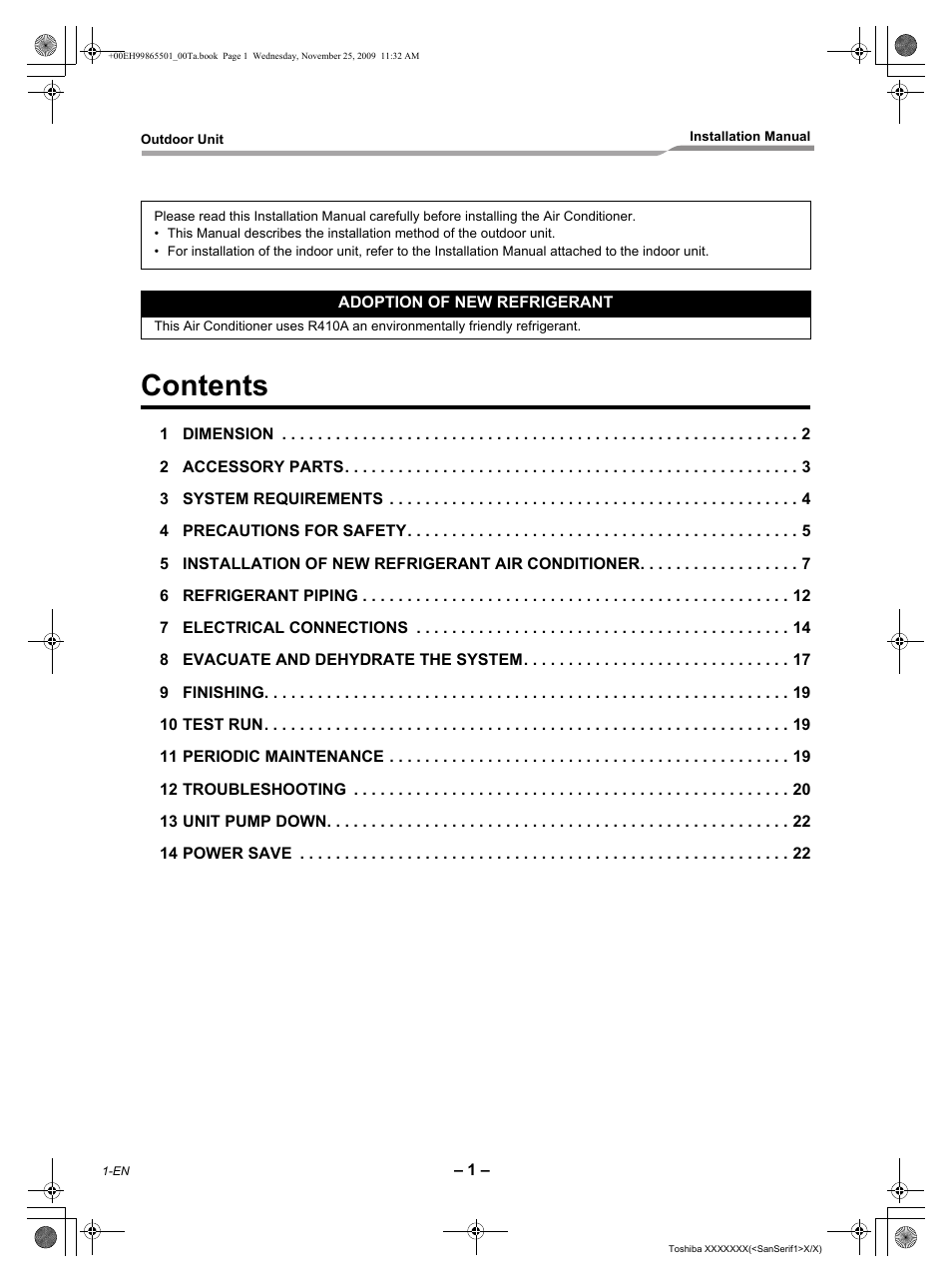 Toshiba CARRIER RAV-SP360AT2-UL User Manual | Page 2 / 24