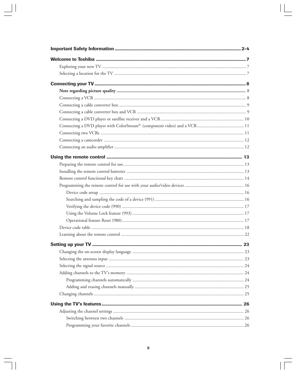 Toshiba 36AX61 User Manual | Page 5 / 50