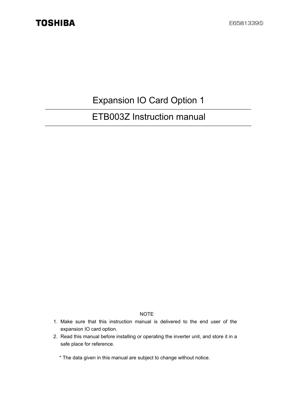 Toshiba ETB003Z User Manual | 16 pages