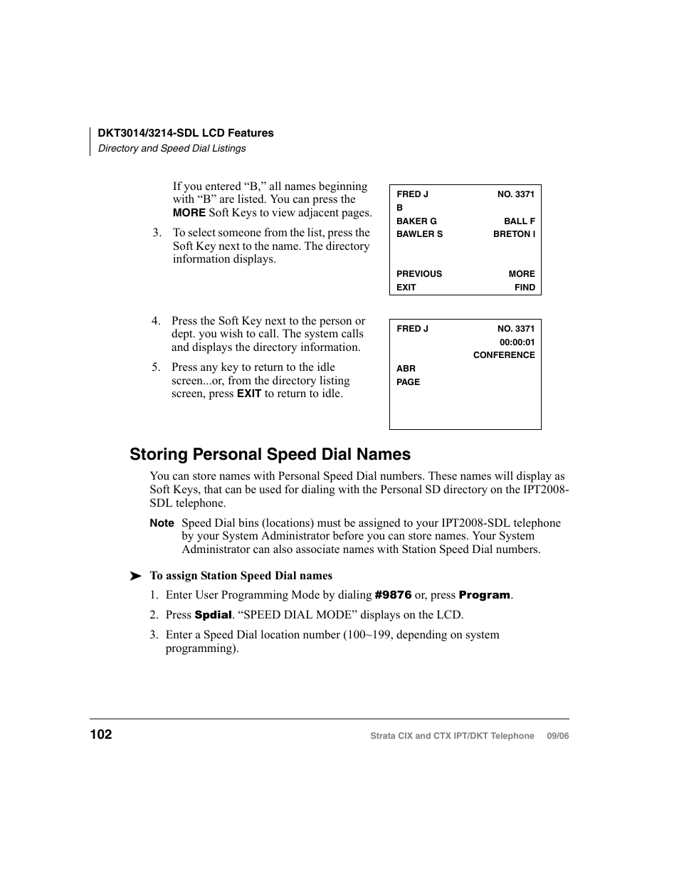 Storing personal speed dial names, Storing personal | Toshiba CT User Manual | Page 118 / 155