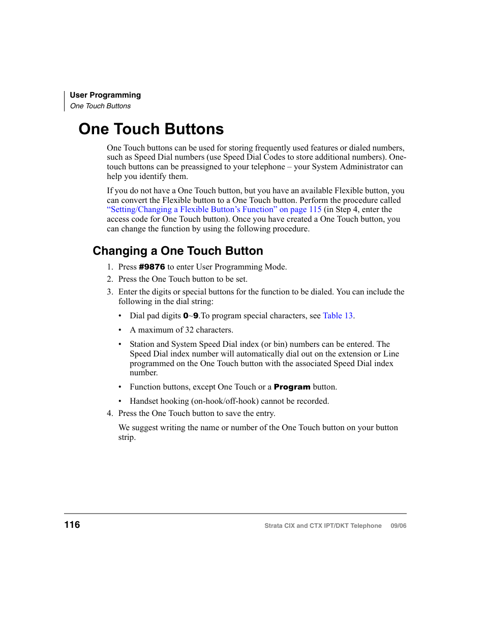 One touch buttons, Changing a one touch button | Toshiba CT User Manual | Page 132 / 155
