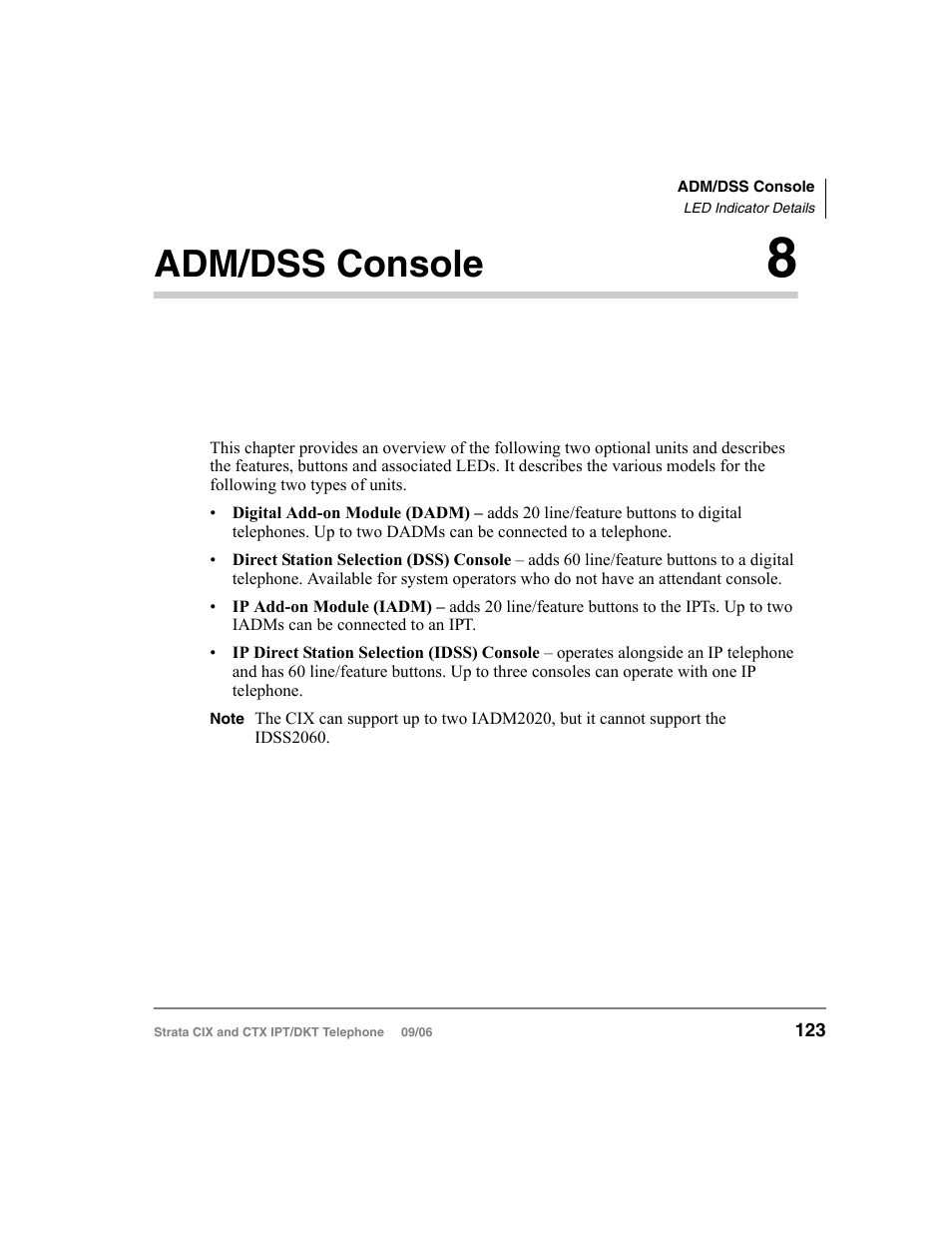 Adm/dss console 8, Chapter 8 — adm/dss console, Instructions, refer to | Chapter 8 – adm/dss, Console, Adm/dss console | Toshiba CT User Manual | Page 139 / 155