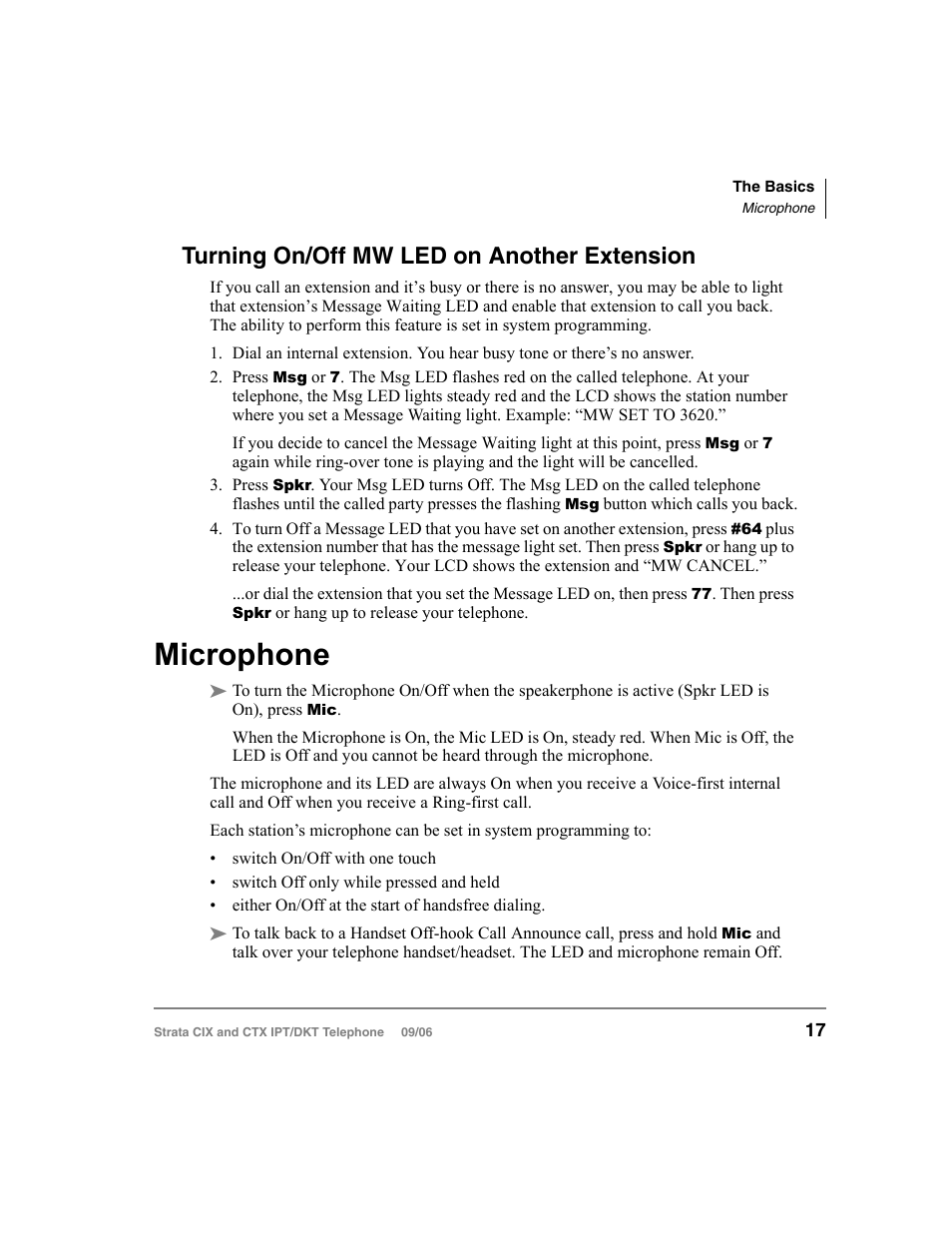 Turning on/off mw led on another extension, Microphone | Toshiba CT User Manual | Page 33 / 155