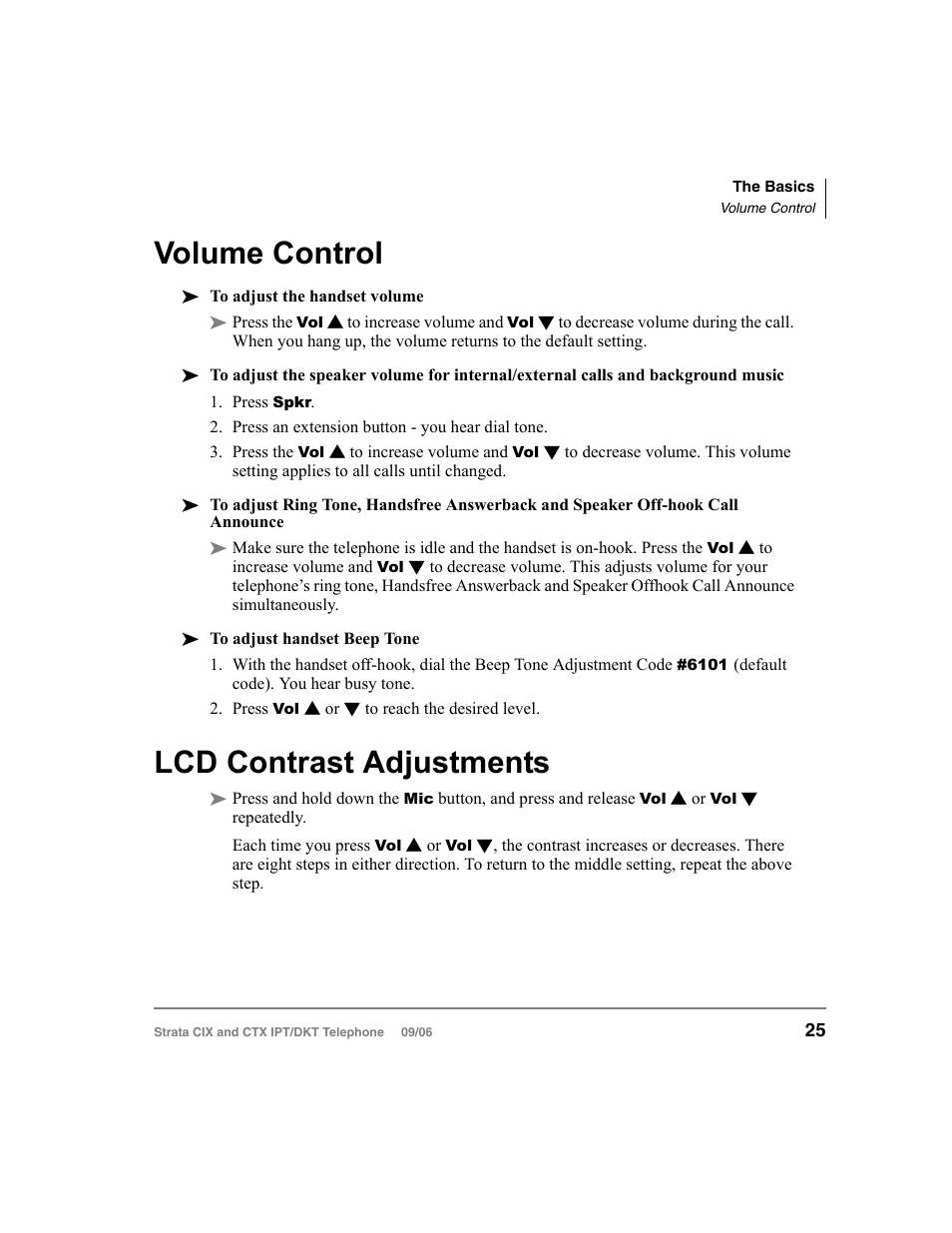 Volume control, Lcd contrast adjustments, Volume control lcd contrast adjustments | Toshiba CT User Manual | Page 41 / 155