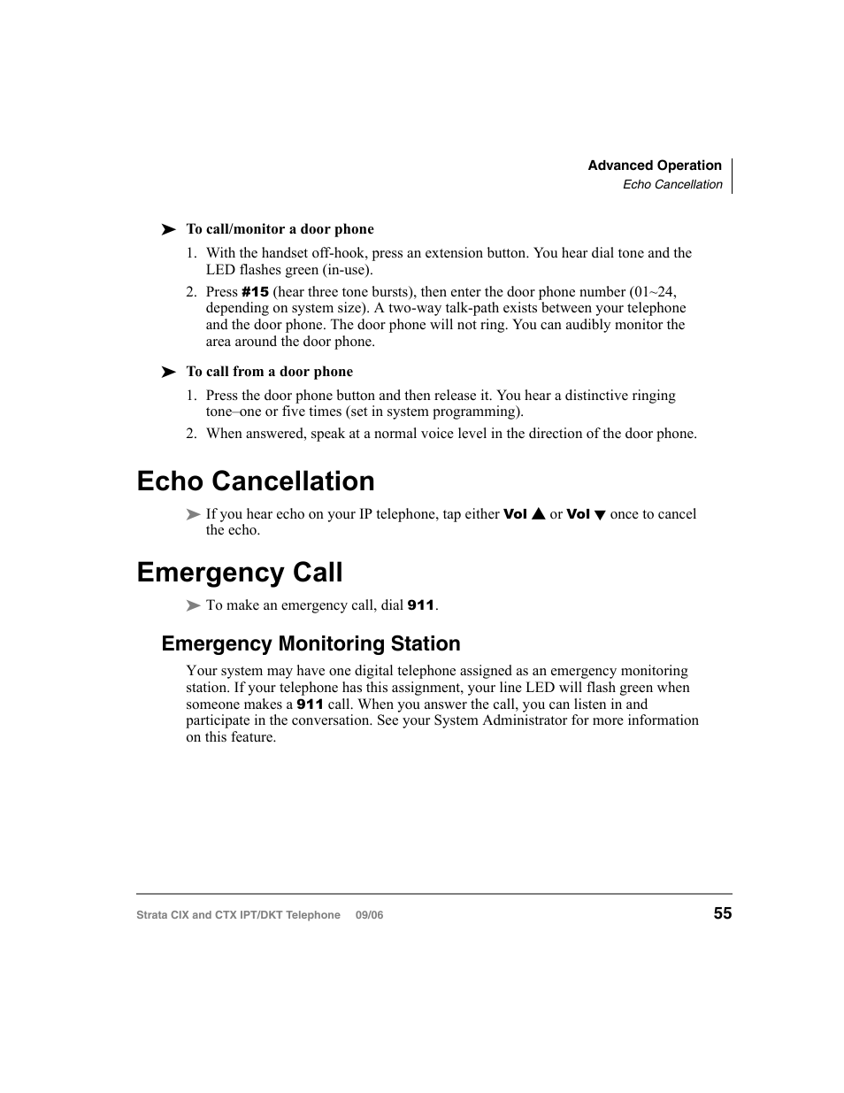 Echo cancellation, Emergency call, Emergency monitoring station | Echo cancellation emergency call | Toshiba CT User Manual | Page 71 / 155