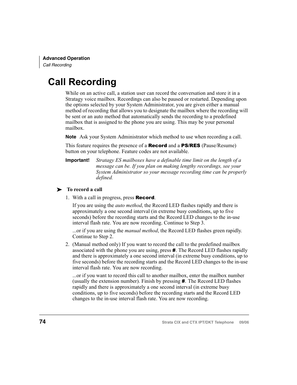 Call recording | Toshiba CT User Manual | Page 90 / 155