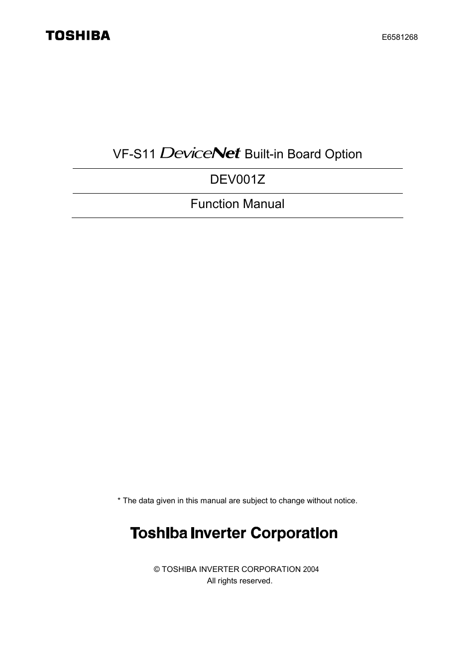 Toshiba DEV001Z User Manual | 26 pages