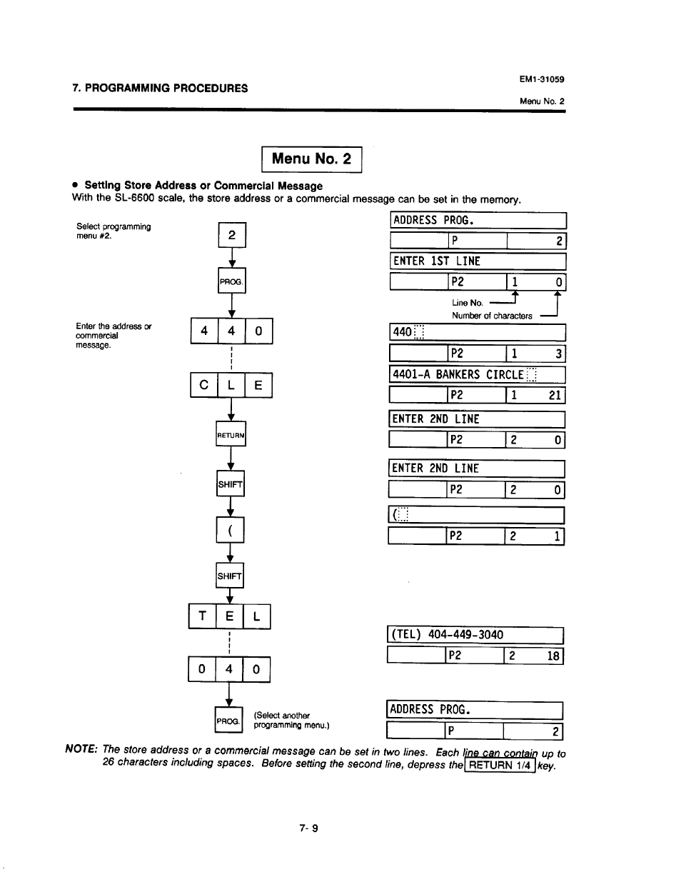 Menu no. 2 | Toshiba TEC EM1-31059 User Manual | Page 27 / 116