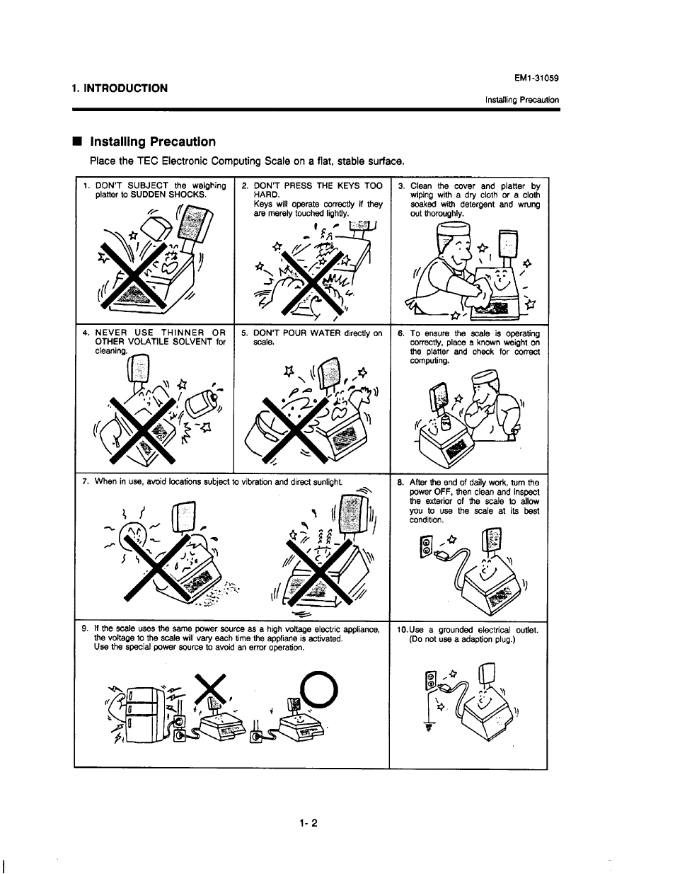 Installing precaution, Introduction | Toshiba TEC EM1-31059 User Manual | Page 6 / 116