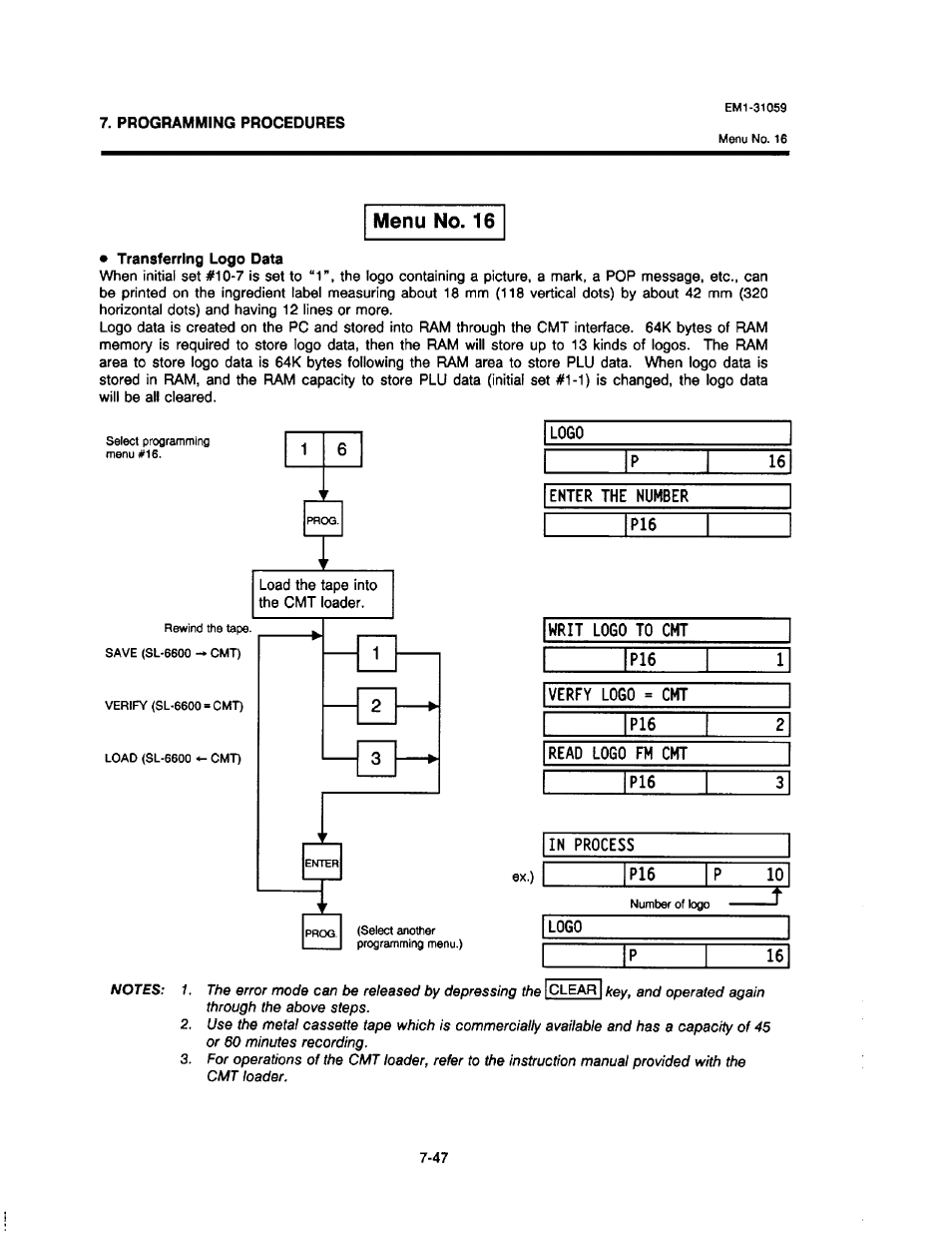 Menu no. 16, Logo | Toshiba TEC EM1-31059 User Manual | Page 65 / 116