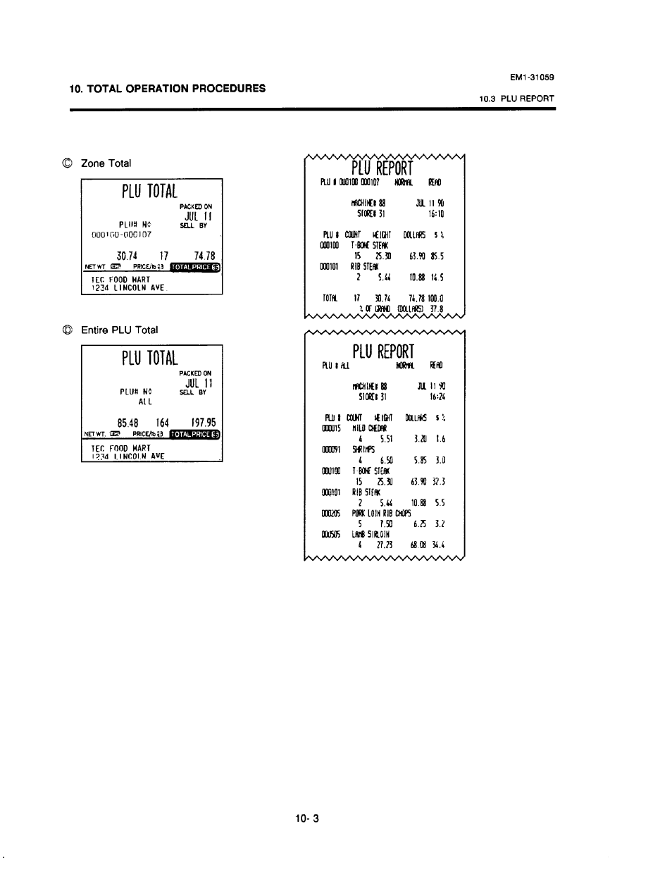 Plu report, Plu report plu total, Plu total | Oainis | Toshiba TEC EM1-31059 User Manual | Page 98 / 116