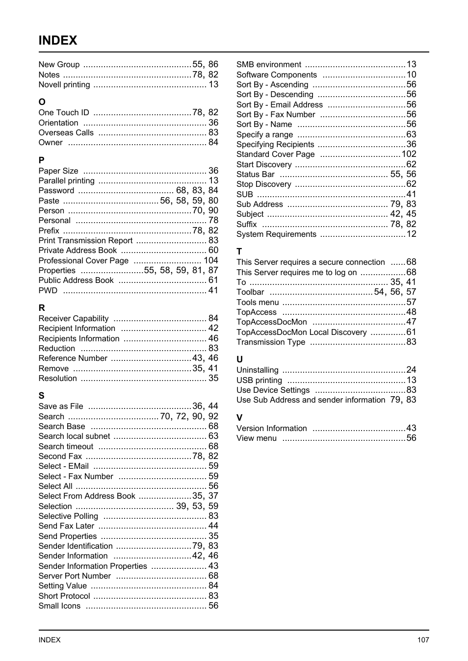 Index | Toshiba E-STUDIO 720 User Manual | Page 107 / 110