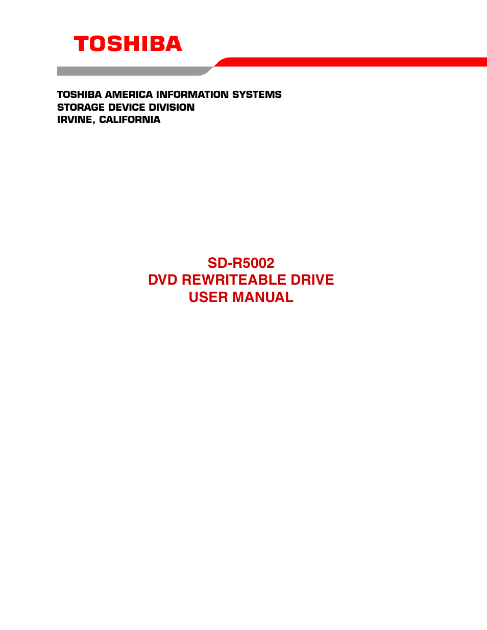 Toshiba STORAGE DEVICE DIVISION SD-R5002 User Manual | 18 pages