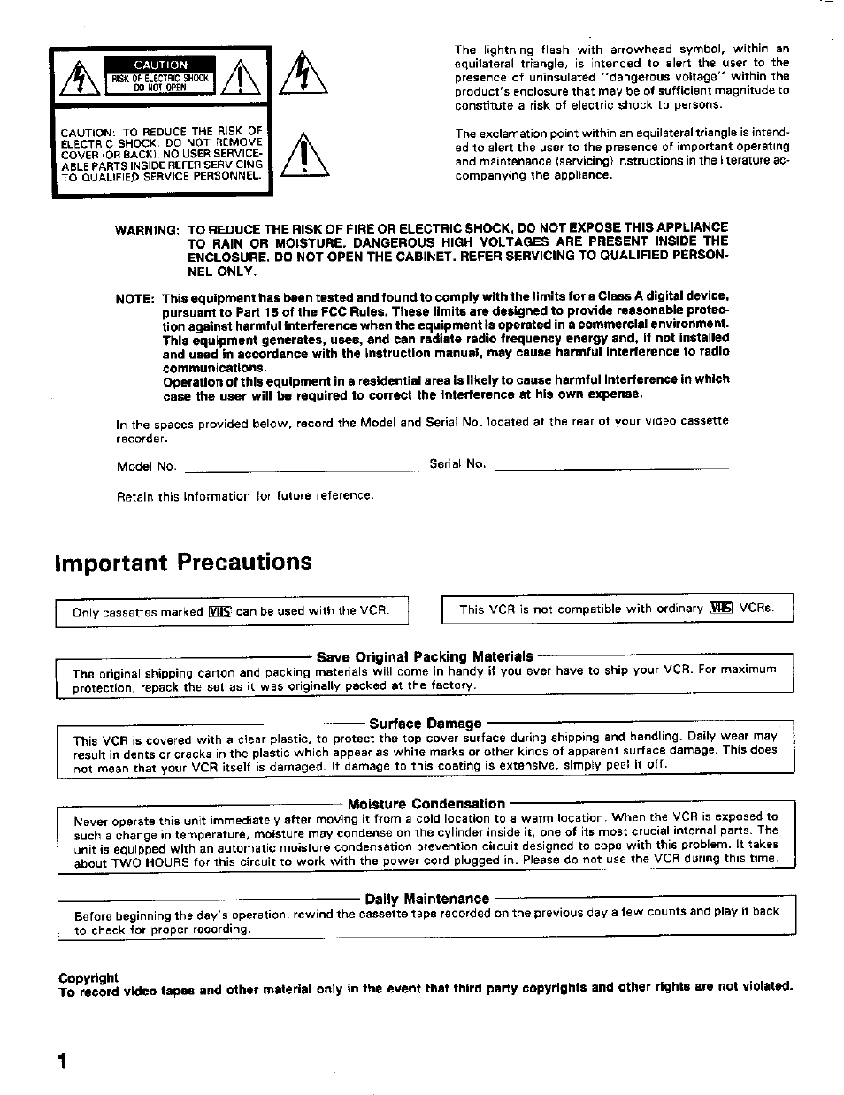 Important precautions | Toshiba KV-5124A User Manual | Page 2 / 19