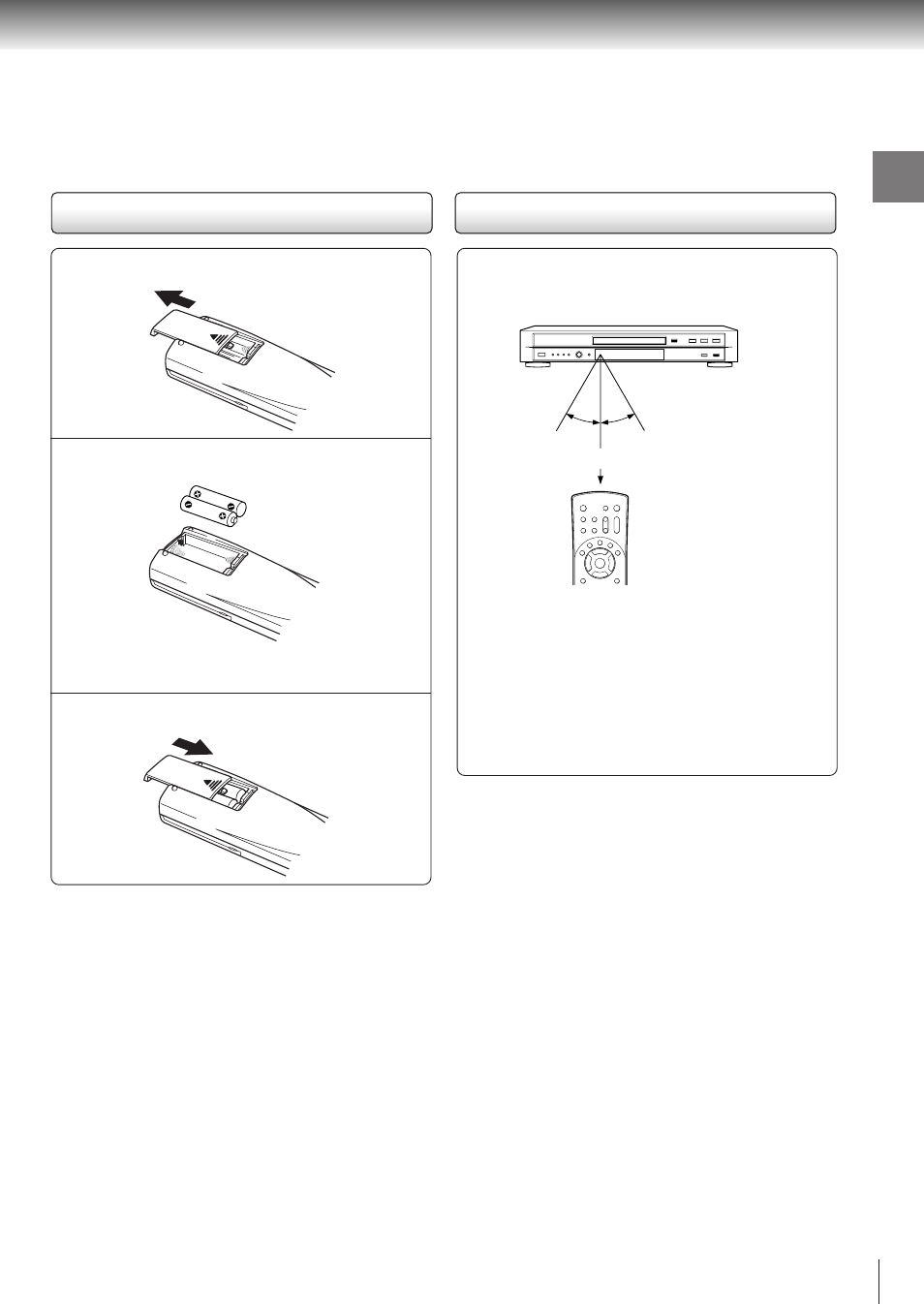 Operating with the remote control, Loading batteries | Toshiba SD-3800 User Manual | Page 15 / 66