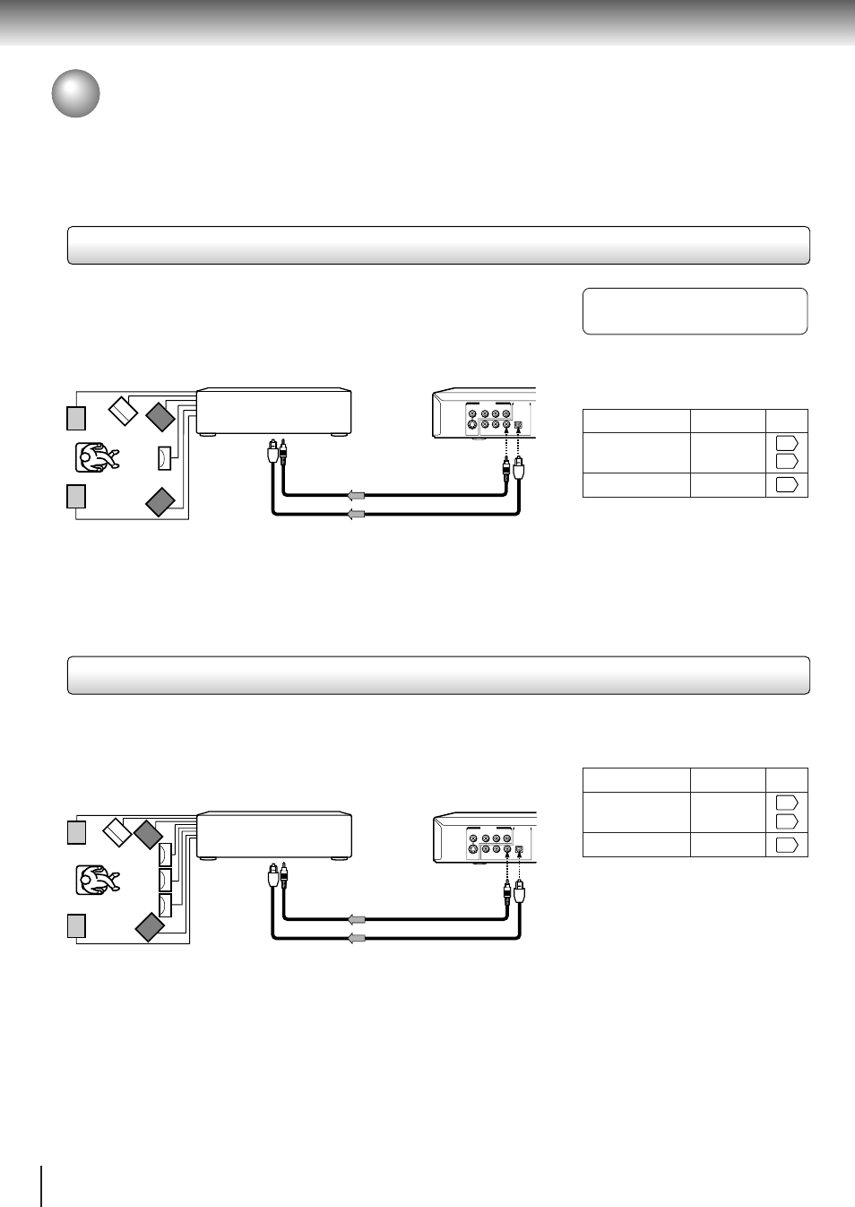 Connecting to optional equipment (continued), Connections, Connect either | Toshiba SD-3800 User Manual | Page 21 / 66