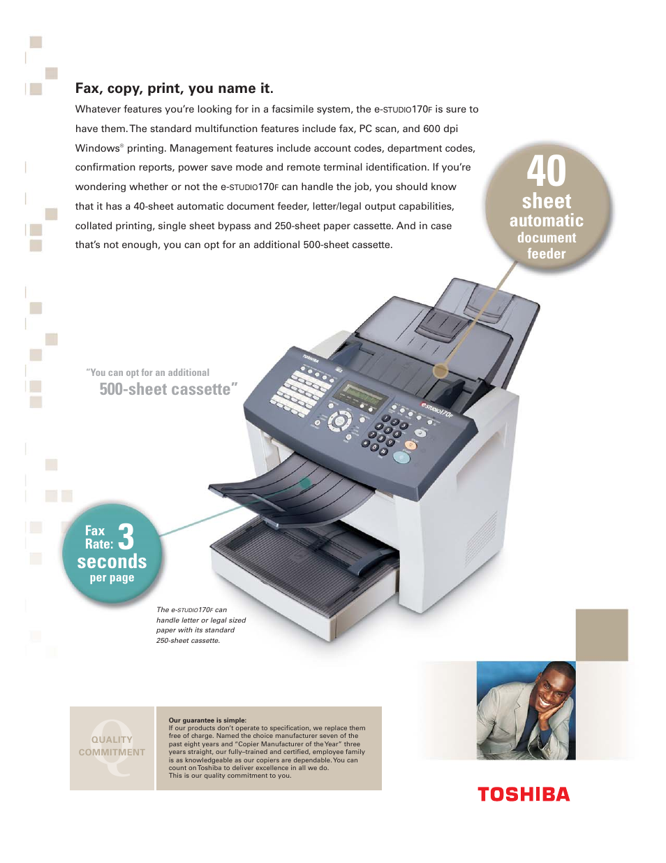 Sheet, Seconds, Automatic | Sheet cassette | Toshiba Workgroup17 User Manual | Page 5 / 6