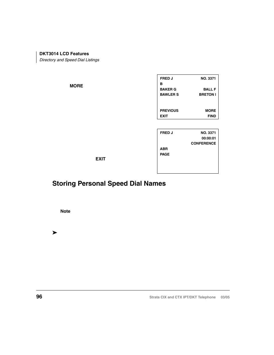 Storing personal speed dial names, Storing personal | Toshiba CIX User Manual | Page 110 / 141
