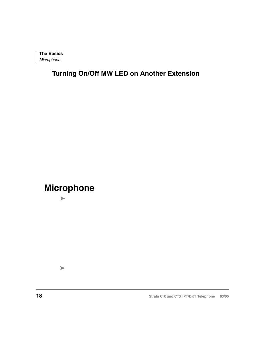 Turning on/off mw led on another extension, Microphone | Toshiba CIX User Manual | Page 32 / 141