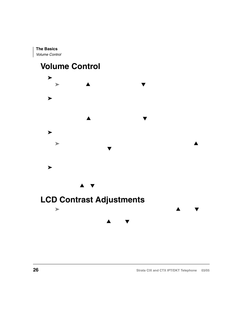 Volume control, Lcd contrast adjustments, Volume control lcd contrast adjustments | Toshiba CIX User Manual | Page 40 / 141
