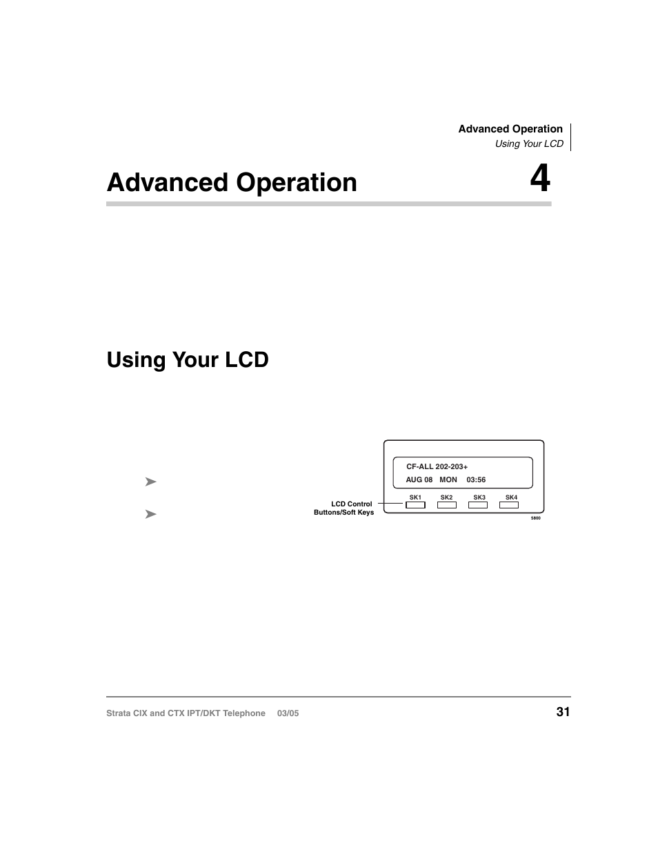 Advanced operation 4, Using your lcd, Chapter 3 — advanced operation | Chapter 4 – advanced operation, Advanced operation | Toshiba CIX User Manual | Page 45 / 141