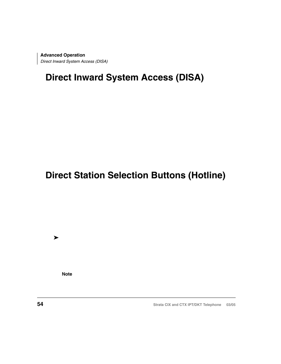 Direct inward system access (disa), Direct station selection buttons (hotline) | Toshiba CIX User Manual | Page 68 / 141