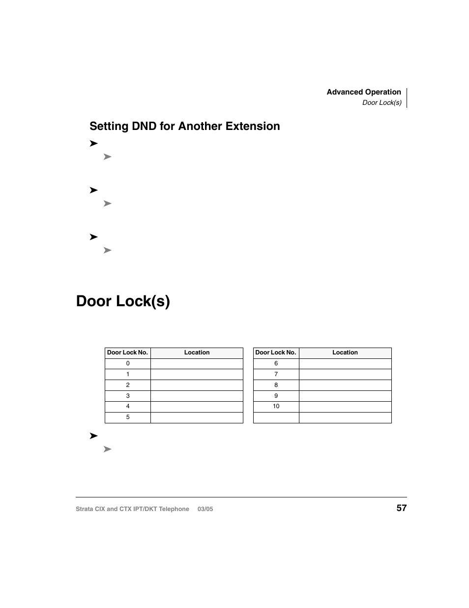 Setting dnd for another extension, Door lock(s) | Toshiba CIX User Manual | Page 71 / 141