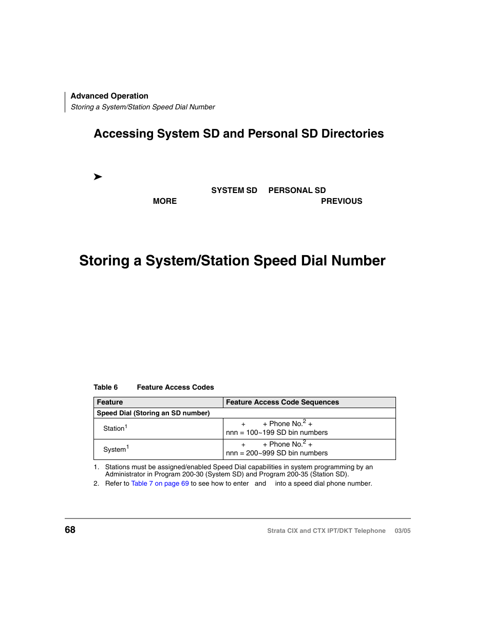 Accessing system sd and personal sd directories, Storing a system/station speed dial number | Toshiba CIX User Manual | Page 82 / 141