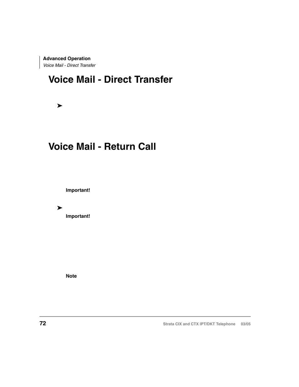 Voice mail - direct transfer, Voice mail - return call | Toshiba CIX User Manual | Page 86 / 141