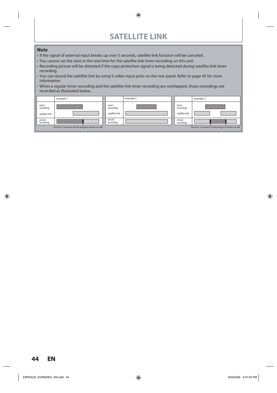 Satellite link, 44 en 44 en | Toshiba DVR620KU User Manual | Page 44 / 113