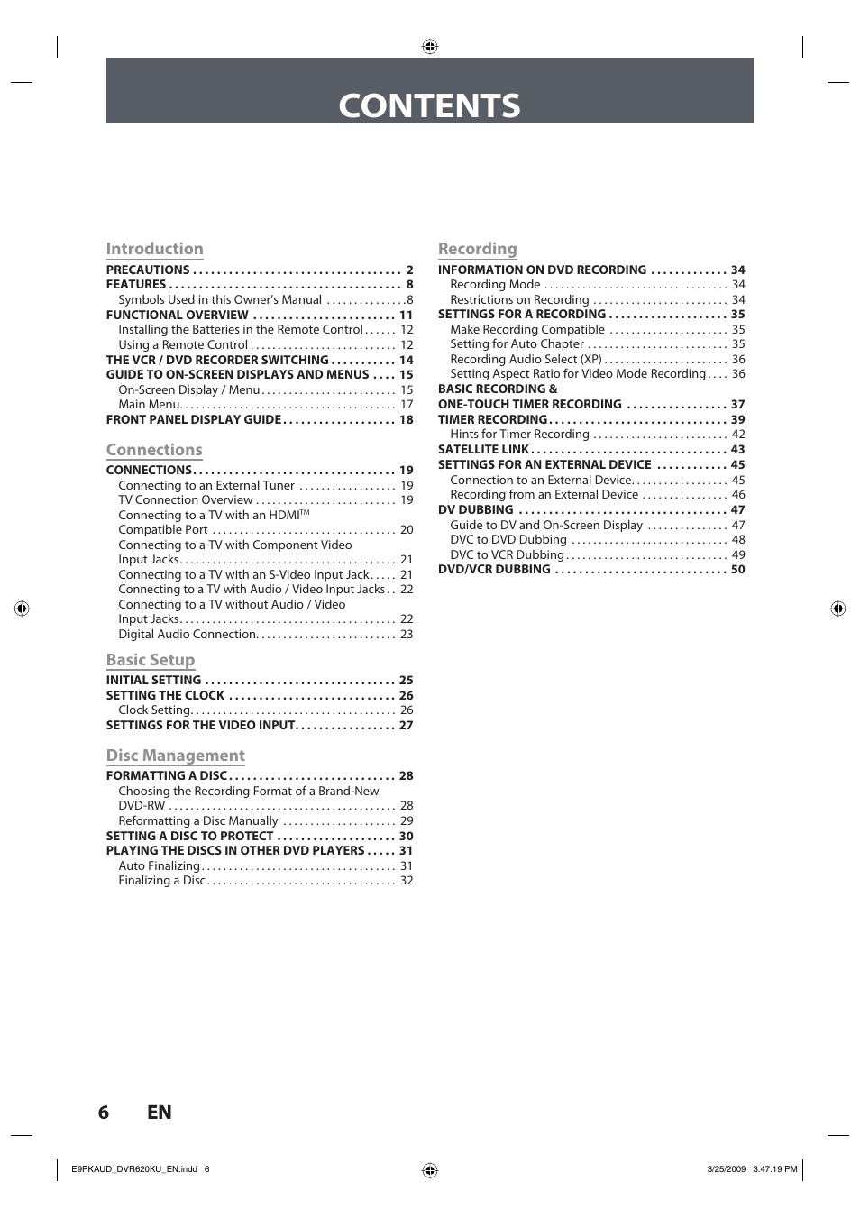 Toshiba DVR620KU User Manual | Page 6 / 113