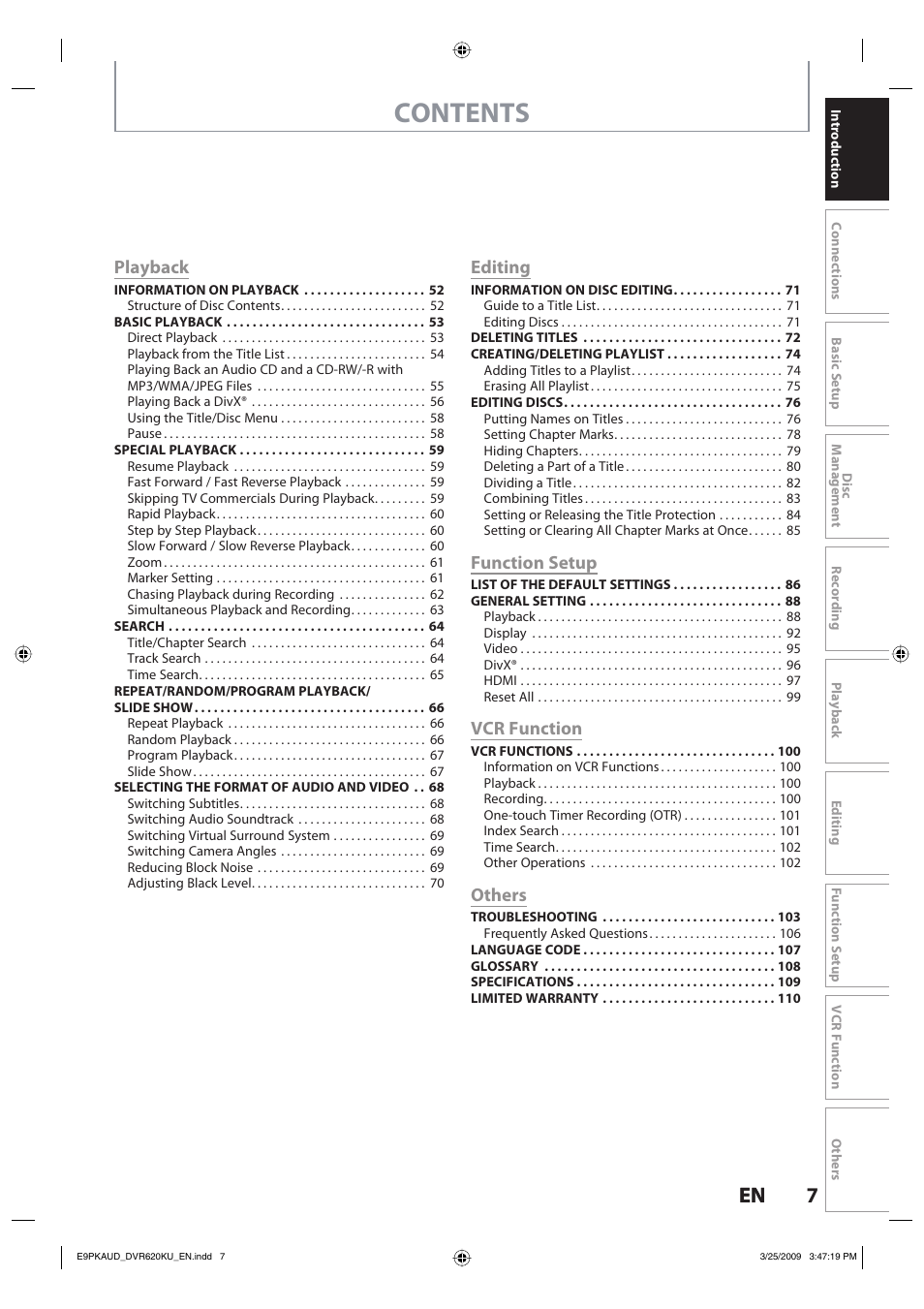 Toshiba DVR620KU User Manual | Page 7 / 113