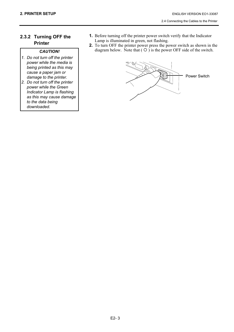 2 turning off the printer | Toshiba B-EV4T SERIES User Manual | Page 14 / 48