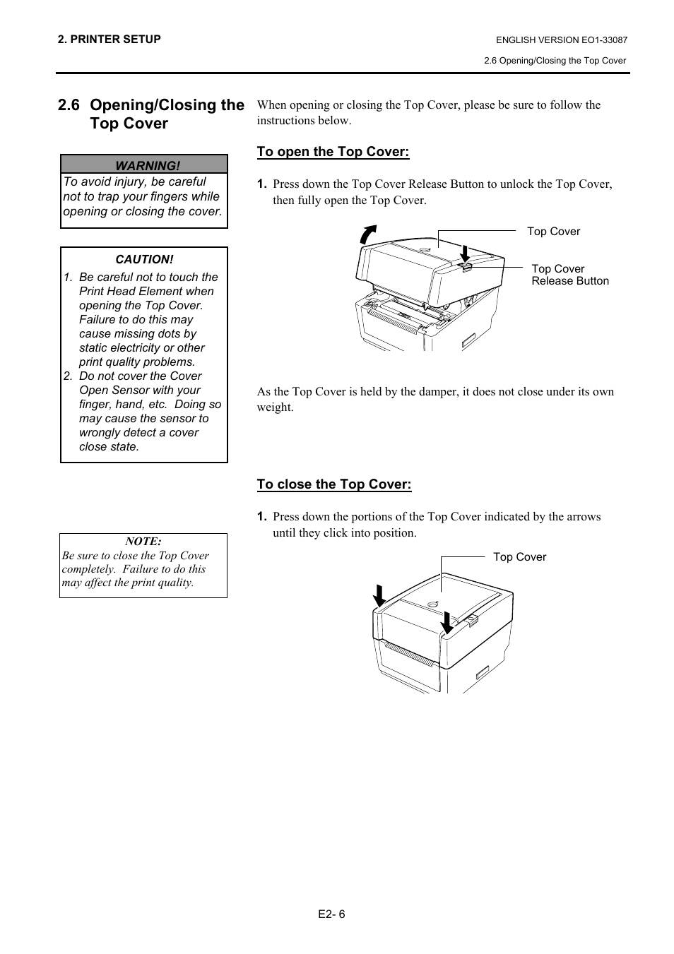 6 opening/closing the top cover | Toshiba B-EV4T SERIES User Manual | Page 17 / 48