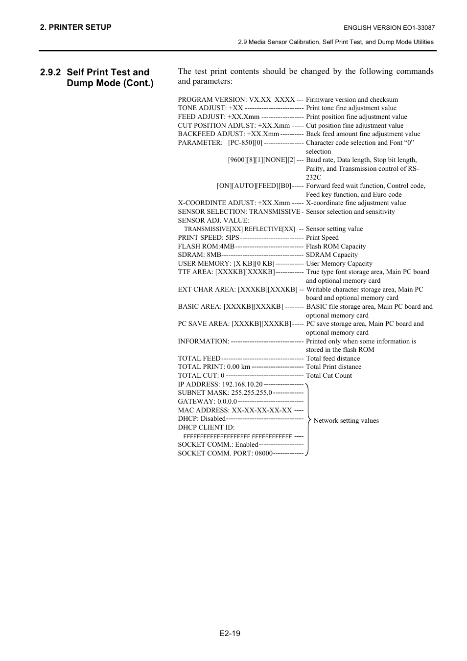 2 self print test and dump mode (cont.) | Toshiba B-EV4T SERIES User Manual | Page 30 / 48