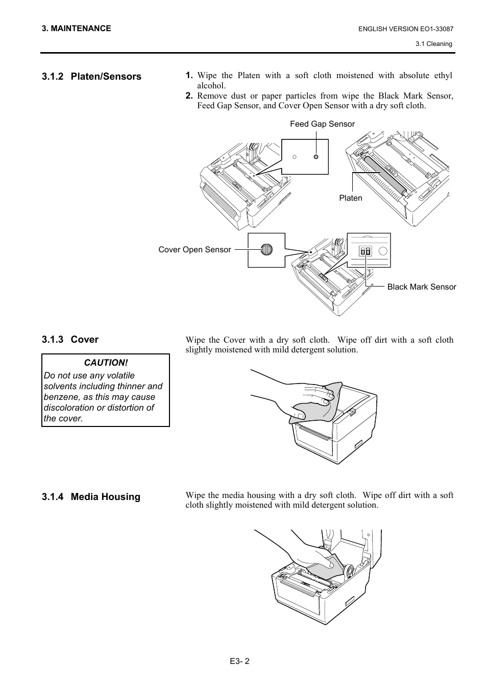 2 platen/sensors, 3 cover, 4 media housing | Toshiba B-EV4T SERIES User Manual | Page 33 / 48