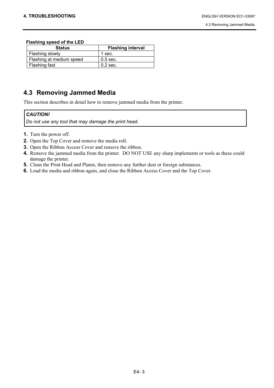 3 removing jammed media | Toshiba B-EV4T SERIES User Manual | Page 37 / 48