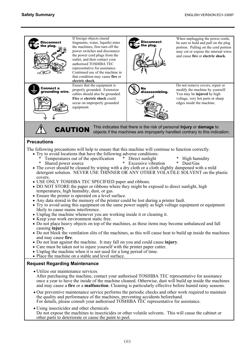Caution | Toshiba B-EV4T SERIES User Manual | Page 4 / 48