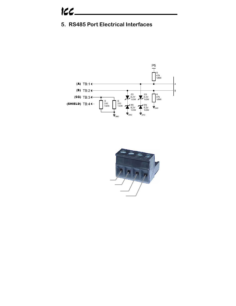 Rs485 port electrical interfaces | Toshiba ICC MBP-100 User Manual | Page 20 / 76