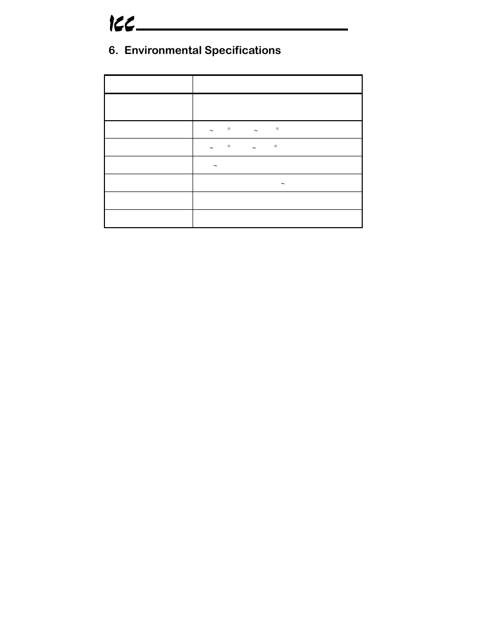 Environmental specifications | Toshiba ICC MBP-100 User Manual | Page 21 / 76