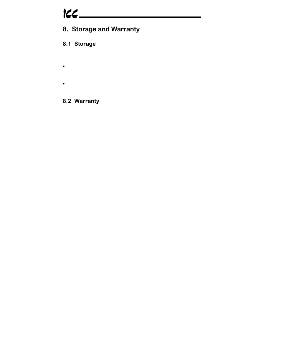 Storage and warranty | Toshiba ICC MBP-100 User Manual | Page 23 / 76