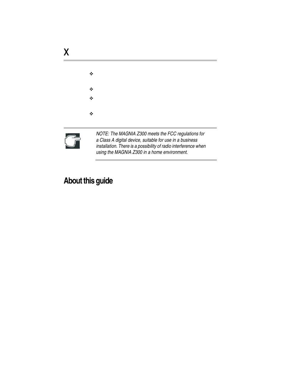 About this guide | Toshiba Magnia Z300 User Manual | Page 10 / 270