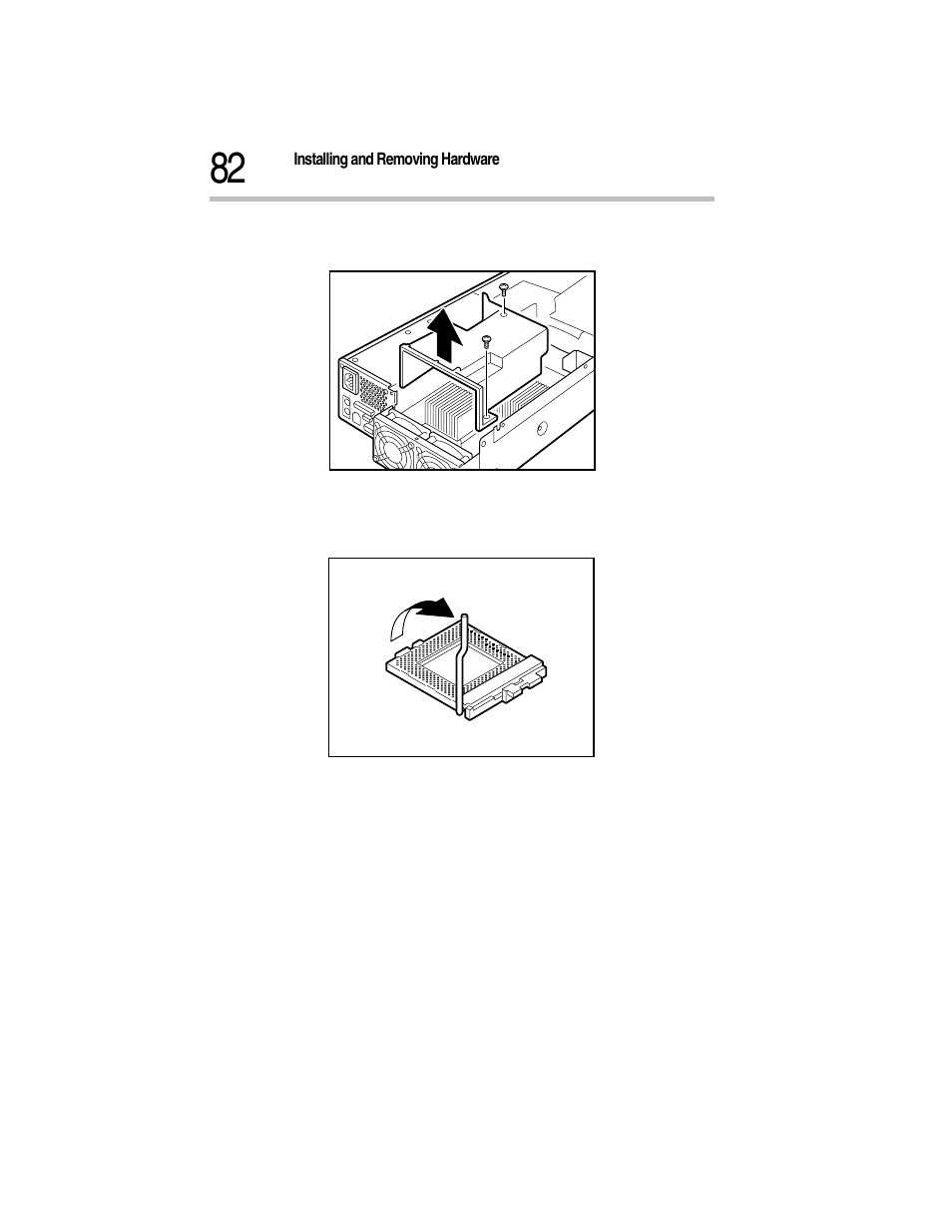 6 remove two screws and the fan duct, Removing the fan duct, 7 raise the lock lever of the expansion cpu socket | Raising the lock lever | Toshiba Magnia Z300 User Manual | Page 104 / 270