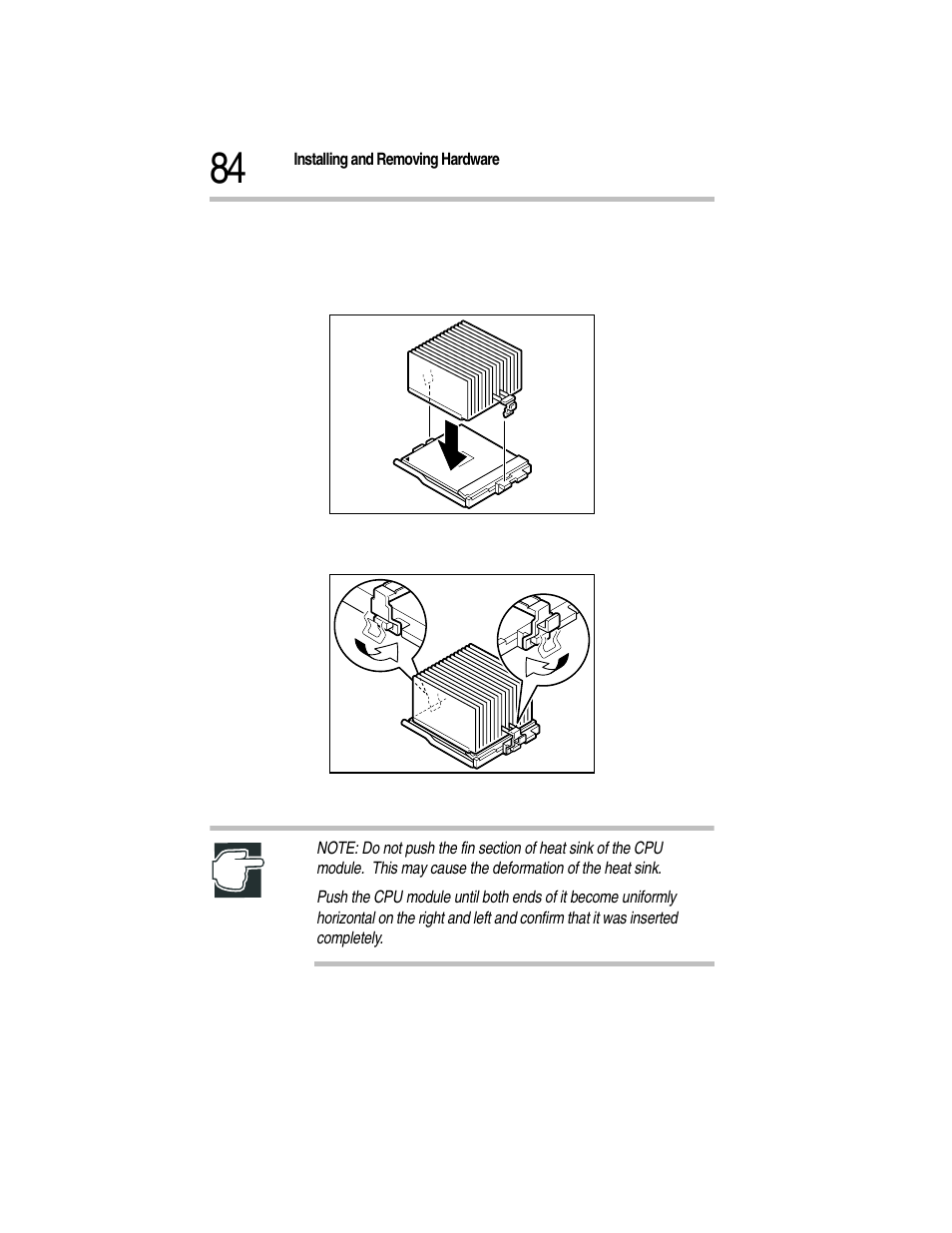 Attaching the heat sink, Fixing the clips | Toshiba Magnia Z300 User Manual | Page 106 / 270