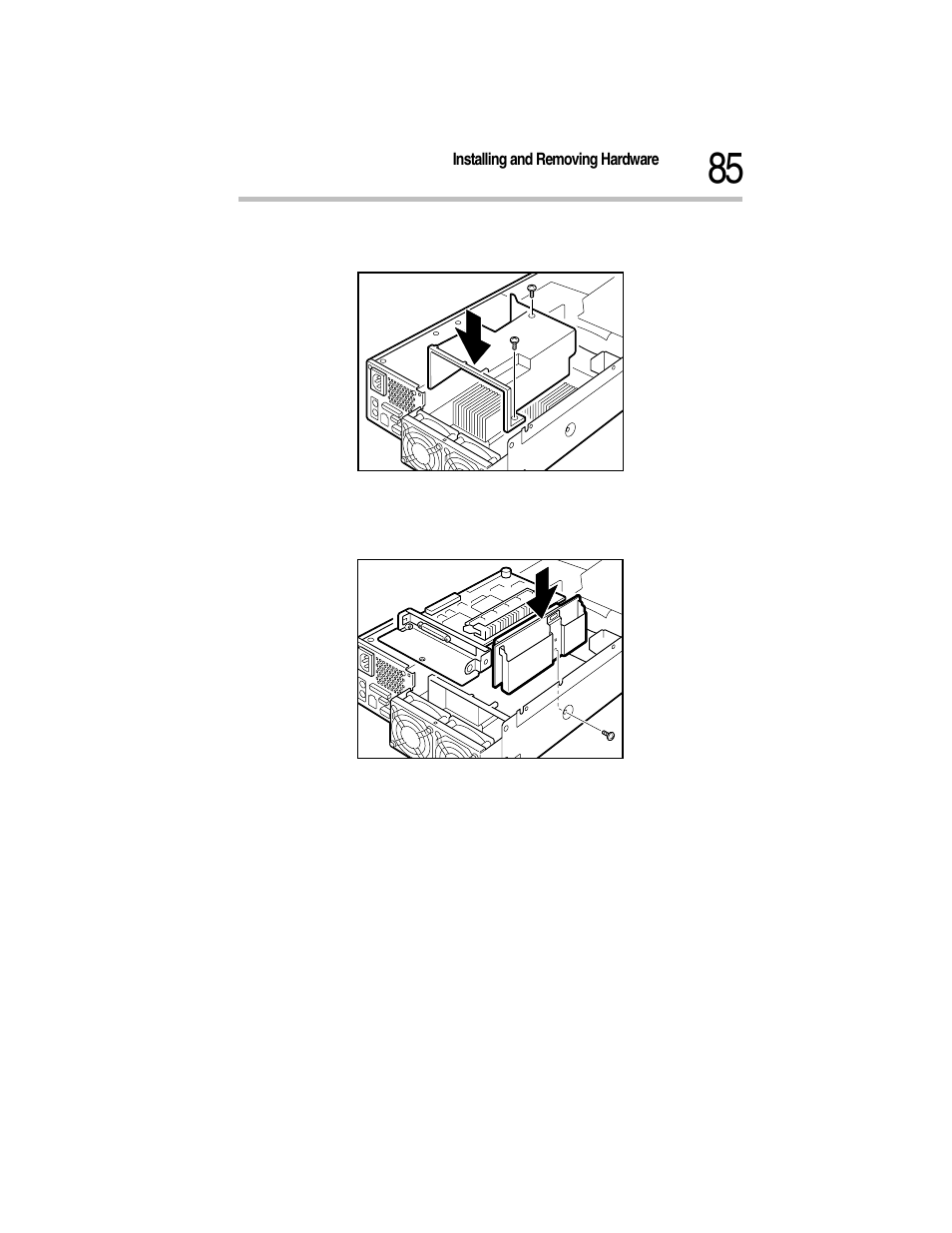 12 attach the fan duct and fix it with two screws, Attaching the fan duct, 13 attach the riser card and fix it with one screw | Attaching the riser card, 14 fix the pci bracket with two screws | Toshiba Magnia Z300 User Manual | Page 107 / 270