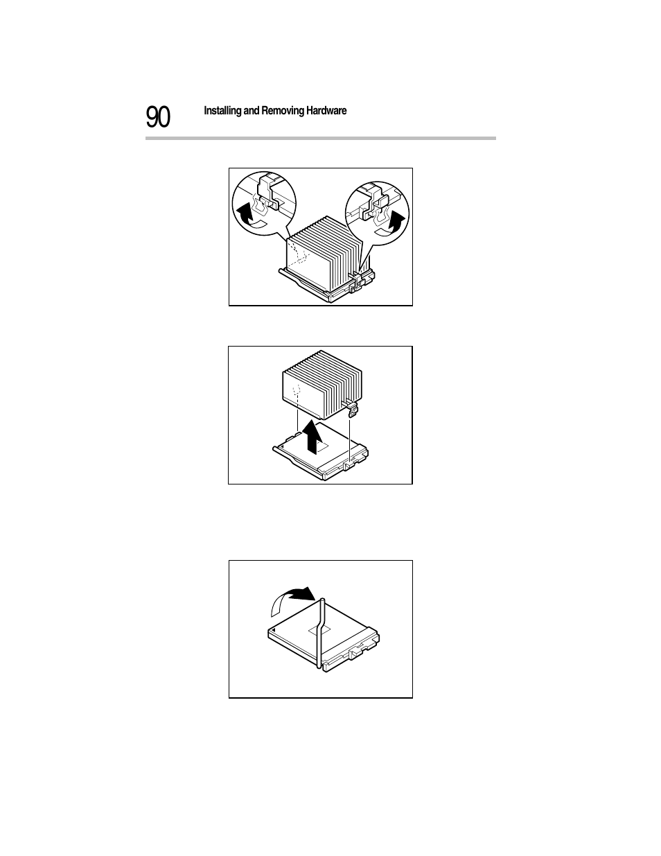 Releasing the clips, Removing the heat sink, Raising the lock lever | Toshiba Magnia Z300 User Manual | Page 112 / 270