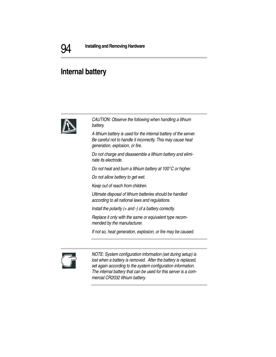 Internal battery | Toshiba Magnia Z300 User Manual | Page 116 / 270