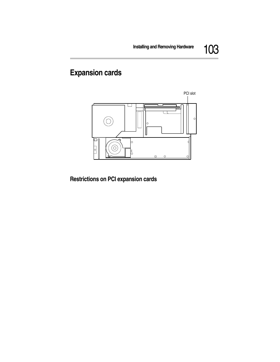 Expansion cards, Expansion slots, Restrictions on pci expansion cards | Toshiba Magnia Z300 User Manual | Page 125 / 270