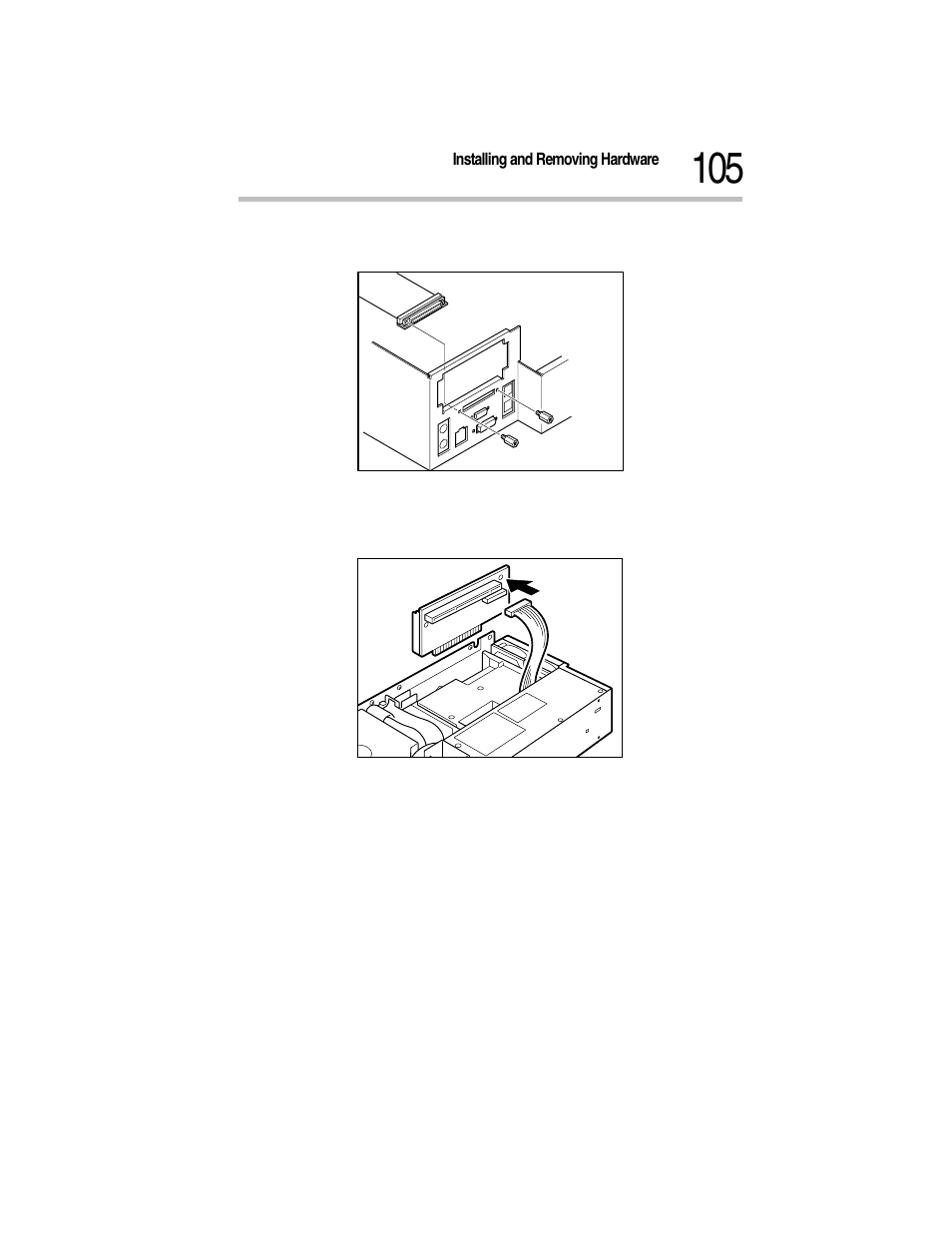 5 install the scsi cable, Installing the scsi cable, 6 connect the scsi cable of the scsi riser card | Connecting the scsi cable of the scsi riser card | Toshiba Magnia Z300 User Manual | Page 127 / 270